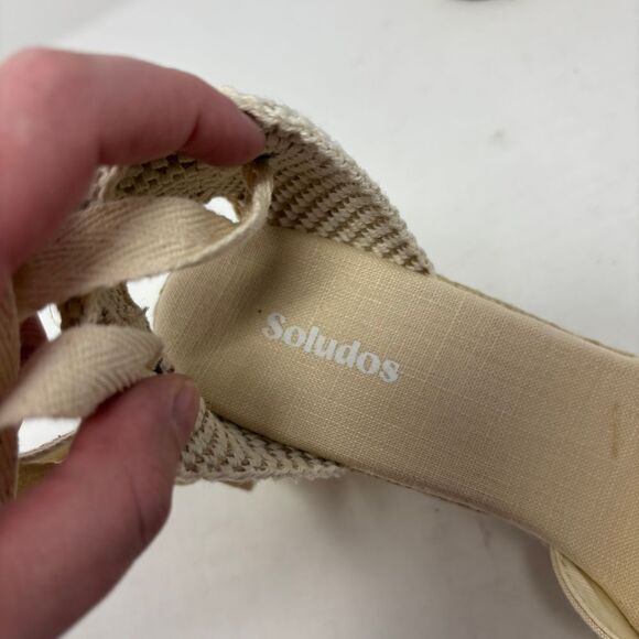 Soludos Shoes Women's 7.5 Espadrilles Tan Canvas Wedge Ankle Round Toe Sandals - Picture 8 of 11